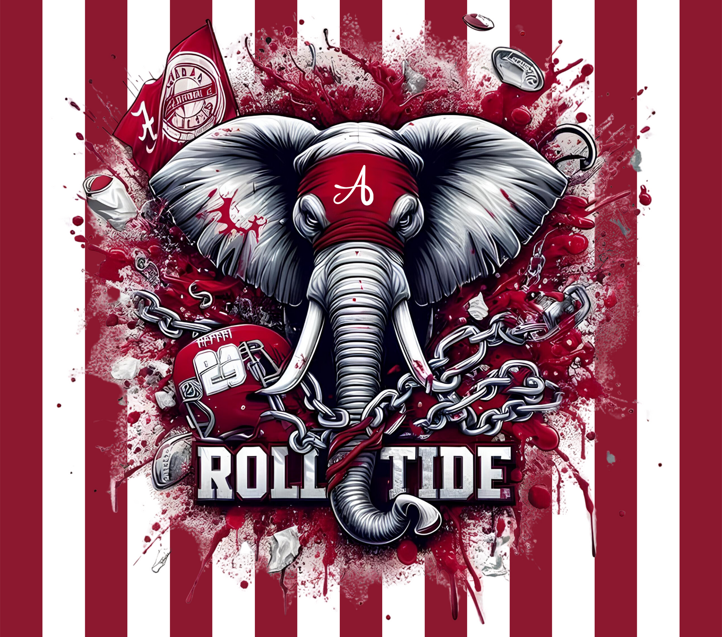 Roll Tide Red Stripe 20oz Skinny Tumbler